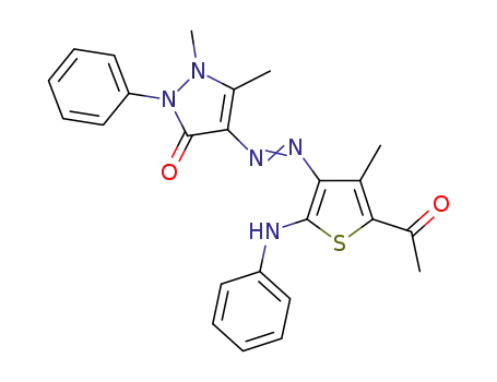 2-acetyl-5-anilino-4-antipyrinylazo-3-methylthiophene