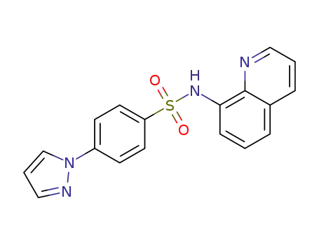 Molecular Structure of 1232007-52-1 (4-(1H-pyrazol-1-yl)-N-(quinolin-8-yl)benzenesulfonamide)
