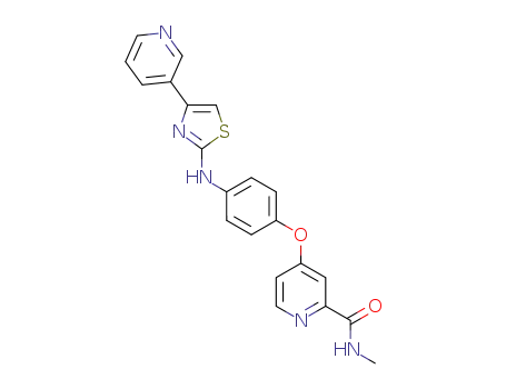 Molecular Structure of 1310739-77-5 (N-methyl-4-(4-(4-(pyridin-3-yl)thiazol-2-ylamino)phenoxy)picolinamide)