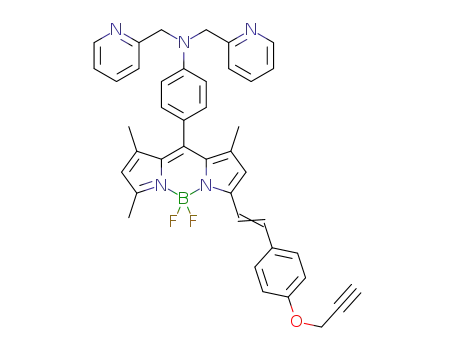 F<sub>2</sub>B(C<sub>4</sub>NH(CH<sub>3</sub>)2)(C<sub>4</sub>NH(CH<sub>3</sub>)CHCHC<sub>6</sub>H<sub>4</sub>OCH<sub>2</sub>CCH)CC<sub>6</sub>H<sub>4</sub>N(CH<sub>2</sub>C<sub>5</sub>H<sub>4</sub>N)2