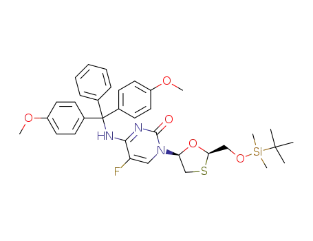 Molecular Structure of 1365246-85-0 ((-)-5'-O-(t-butyldimethylsilyl)-N<sub>4</sub>-(4,4'-dimethoxytrityl)-5-fluoro-2',3'-dideoxy-3'-thiacytidine)