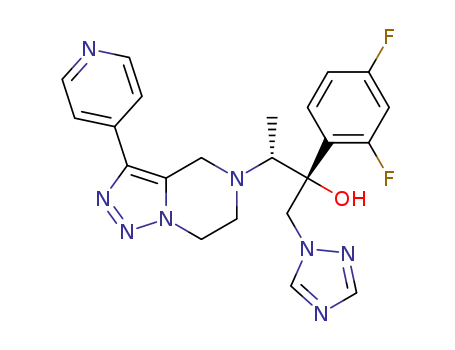 Molecular Structure of 1575607-64-5 ((2R,3R)-3-(3-(pyridin-4-yl)-6,7-dihydro-[1,2,3]triazolo[1,5-a]pyrazin-5(4H)-yl)-2-(2,4-difluoro-phenyl)-1-(1H-1,2,4-triazol-1-yl)butan-2-ol)