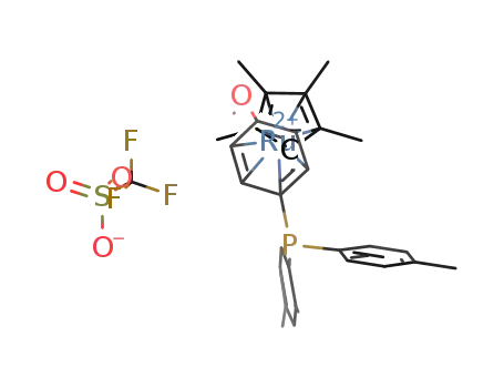 Molecular Structure of 1426141-84-5 ([Cp*Ru(η<sup>6</sup>-p-MeOC<sub>6</sub>H<sub>5</sub>P(p-tol)<sub>2</sub>)][OTf])