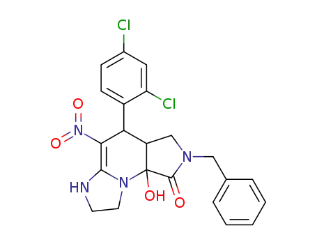2-benzyl-4-(2,4-dichlorophenyl)-9a-hydroxy-5-nitro-2,3,3a,4,6,7,8,9a-octahydro-1H-imidazo[1,2-a]pyrrolo[3,4-e]pyridin-1-one