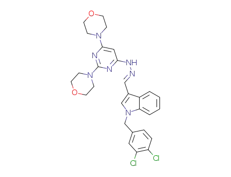 (E)-4,4'-(6-(2-((1-(3,4-dichlorobenzyl)-1H-indol-3-yl)methylene)hydrazinyl)pyrimidine-2,4-diyl)dimorpholine