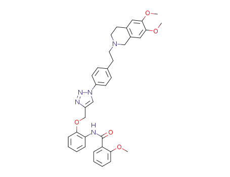 Molecular Structure of 1610804-86-8 (N-(2-((1-(4-(2-(6,7-dimethoxy-3,4-dihydroisoquinolin-2(1H)-yl)ethyl)phenyl)-1H-1,2,3-triazol-4-yl)methoxy)phenyl)-2-methoxybenzamide)