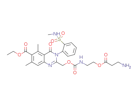 ethyl 2-((2-(3-aminopropanoyloxy)ethylcarbamoyloxy)methyl)-5,7-dimethyl-3-(2-(N-methylsulfamoyl)phenyl)-4-oxo-3,4-dihydroquinazoline-6-carboxylate