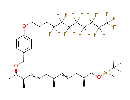 tert-Butyl-{(4E,8E)-(2S,6S,10R,11R)-11-[4-(4,4,5,5,6,6,7,7,8,8,9,9,10,10,11,11,11-heptadecafluoro-undecyloxy)-benzyloxy]-2,6,10-trimethyl-dodeca-4,8-dienyloxy}-dimethyl-silane