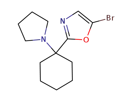 Molecular Structure of 1624849-04-2 (5-bromo-2-[1-(pyrrolidin-1-yl)cyclohexyl]-1,3-oxazole)