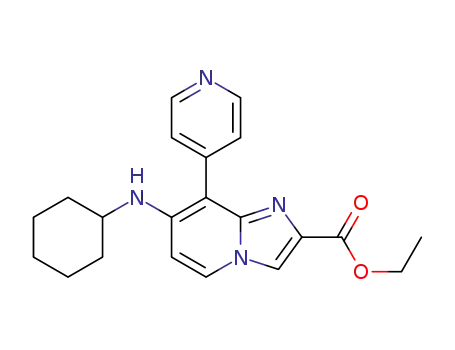 Molecular Structure of 1414371-13-3 (ethyl 7-(cyclohexylamino)-8-(pyridin-4-yl)imidazo[1,2-a]pyridine-2-carboxylate)