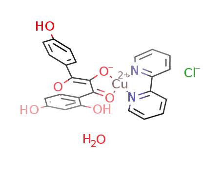 Molecular Structure of 1482348-49-1 ((κ<sup>2</sup>-O,O-kaempferol)(κ<sup>2</sup>-N,N-2,2'-bipyridine)copper(II) chloride)