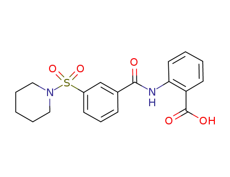 Molecular Structure of 361989-72-2 (2-(3-(piperidin-1-ylsulfonyl)benzamido)benzoic acid)