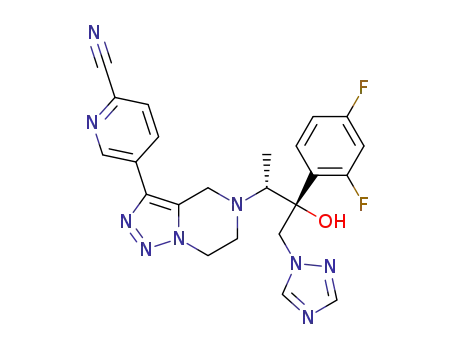 Molecular Structure of 1575607-70-3 ((2R,3R)-3-(3-(2-cyano-pyridin-5-yl)-6,7-dihydro-[1,2,3]triazolo[1,5-a]pyrazin-5(4H)-yl)-2-(2,4-difluoro-phenyl)-1-(1H-1,2,4-triazol-1-yl)butan-2-ol)