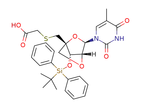 2-S-(5'-deoxy-3'-O-tert-butyldiphenylsilyl-2'-O,4'-C-methylenethymidin-5'-yl)mercaptoacetic acid