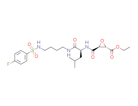 Molecular Structure of 1448429-35-3 ((2S,3S)-ethyl 3-((S)-1-(4-(4-fluorophenylsulfonamido)butylamino)-4-methyl-1-oxopentan-2-ylcarbamoyl)oxirane-2-carboxylate)