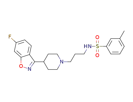 Molecular Structure of 1365036-95-8 (N-[3-[4-(6-fluoro-1,2-benzoxazol-3-yl)piperidin-1-yl]propyl]-3-methylbenzene-sulphonamide)