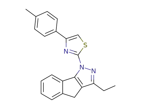 Molecular Structure of 1609240-38-1 (2-(3-ethylindeno[1,2-c]pyrazol-1(4H)-yl)-4-p-tolylthiazole)