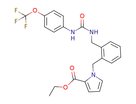 Molecular Structure of 1414361-89-9 (ethyl 1-(2-((3-((4-(trifluoromethoxy)phenyl)ureido)methyl)benzyl))-1H-pyrrole-2-carboxylate)