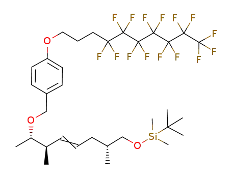 Molecular Structure of 780772-35-2 (tert-Butyl-{(E)-(2R,6R,7S)-2,6-dimethyl-7-[4-(4,4,5,5,6,6,7,7,8,8,9,9,10,10,10-pentadecafluoro-decyloxy)-benzyloxy]-oct-4-enyloxy}-dimethyl-silane)
