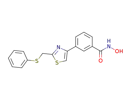Molecular Structure of 1600528-05-9 (3-[2-(phenylthiomethyl)thiazol-4-yl]-N-hydroxybenzamide)