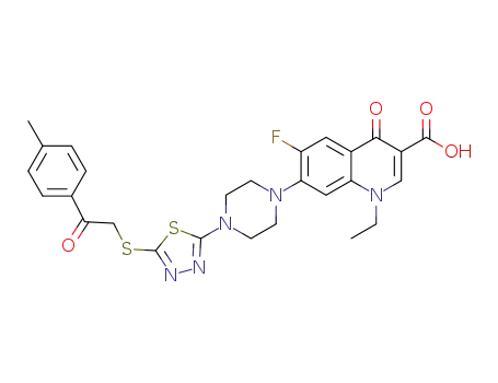 1-ethyl-6-fluoro-1,4-dihydro-7-[4-{5-(2-oxo-2-(p-tolyl)ethylthio)-1,3,4-thiadiazol-2-yl}piperazin-1-yl]-4-oxoquinoline-3-carboxylic acid