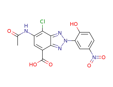 Molecular Structure of 1426244-96-3 (6-acetylamino-7-chloro-2-(2-hydroxy-5-nitrophenyl)-2H-benzotriazole-4-carboxylic acid)