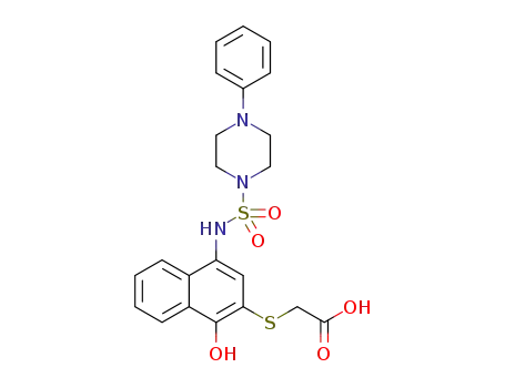 2-((1-hydroxy-4-(4-phenylpiperazine-1-sulfonamido)-naphthalen-2-yl)thio)acetic acid