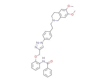 Molecular Structure of 1610804-85-7 (N-(2-((1-(4-(2-(6,7-dimethoxy-3,4-dihydroisoquinolin-2(1H)-yl)ethyl)phenyl)-1H-1,2,3-triazol-4-yl)methoxy)phenyl)benzamide)