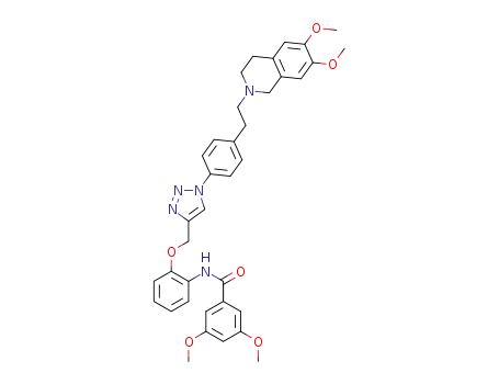 Molecular Structure of 1610804-90-4 (N-(2-((1-(4-(2-(6,7-dimethoxy-3,4-dihydroisoquinolin-2(1H)-yl)ethyl)phenyl)-1H-1,2,3-triazol-4-yl)methoxy)phenyl)-3,5-dimethoxybenzamide)