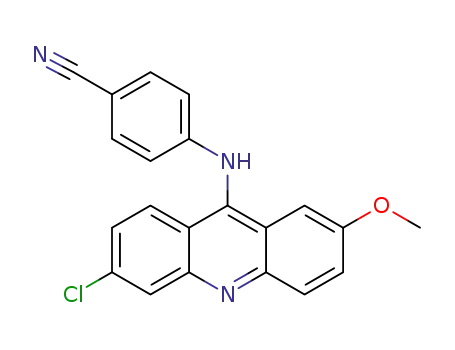 Molecular Structure of 855195-77-6 (4-(6-chloro-2-methoxy-acridin-9-ylamino)-benzonitrile)