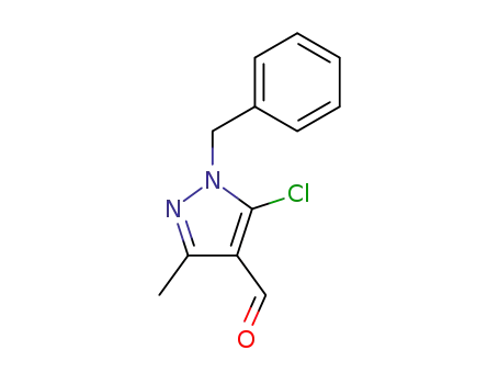 Molecular Structure of 68827-40-7 (1H-Pyrazole-4-carboxaldehyde, 5-chloro-3-methyl-1-(phenylmethyl)-)