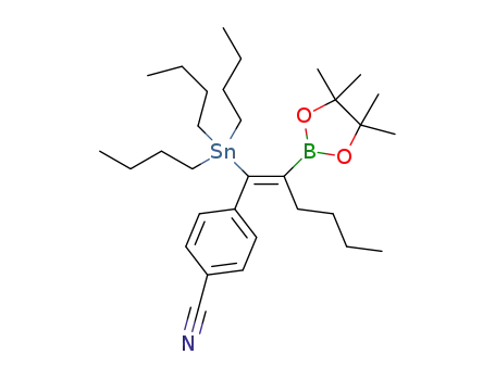 (E)-4-(2-(4,4,5,5-tetramethyl-1,3,2-dioxaborolan-2-yl)-1-(tributylstannyl)hex-1-en-1-yl)benzonitrile