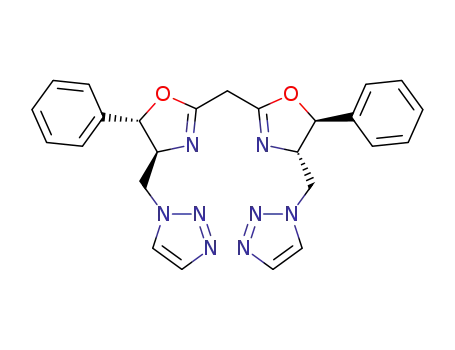 Molecular Structure of 1453106-70-1 (bis((4S,5S)-4-((1H-1,2,3-triazol-1-yl)methyl)-5-phenyl-4,5-dihydrooxazol-2-yl)methane)