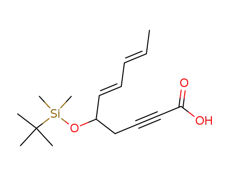 Molecular Structure of 596096-52-5 (6,8-Decadien-2-ynoic acid, 5-[[(1,1-dimethylethyl)dimethylsilyl]oxy]-,
(6E,8E)-)