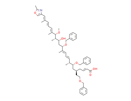 (2E,9E,11E,18E,20E,22E)-(5S,7R,8R,13S,15R,16S,17R)-7,13-Bis-benzyloxy-5-(2-benzyloxy-ethyl)-15-hydroxy-17-methoxy-8,12,16,18,22-pentamethyl-23-(2-methyl-oxazol-4-yl)-tricosa-2,9,11,18,20,22-hexaenoic acid