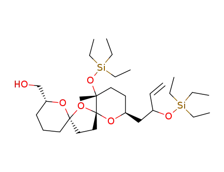 Molecular Structure of 834916-71-1 (1,7,9-Trioxadispiro[5.1.5.2]pentadecane-2-methanol,
13-methyl-13-[(triethylsilyl)oxy]-10-[2-[(triethylsilyl)oxy]-3-butenyl]-,
(2R,6R,8R,10S,13R)-)