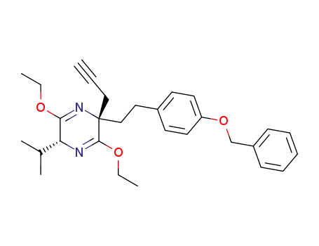 (2S,5R)-2-[2-(4-Benzyloxy-phenyl)-ethyl]-3,6-diethoxy-5-isopropyl-2-prop-2-ynyl-2,5-dihydro-pyrazine