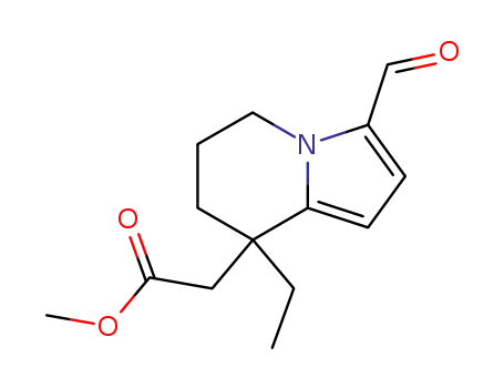 Molecular Structure of 292067-30-2 (methyl (+/-)-8-ethyl-3-formyl-5,6,7,8-tetrahydroindolizin-8-acetate)