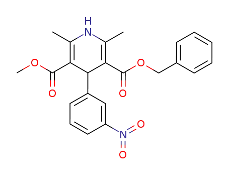 Molecular Structure of 61311-83-9 (1,4-Dihydro-2,6-dimethyl-4-(3-nitrophenyl)-3,5-pyridinedicarboxylic acid 3-methyl 5-benzyl ester)