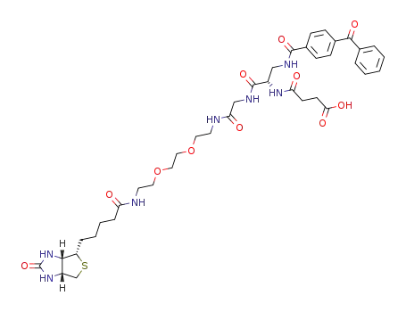 N-[(S)-2-(4-Benzoyl-benzoylamino)-1-({[2-(2-{2-[5-((3aR,6S,6aS)-2-oxo-hexahydro-thieno[3,4-d]imidazol-6-yl)-pentanoylamino]-ethoxy}-ethoxy)-ethylcarbamoyl]-methyl}-carbamoyl)-ethyl]-succinamic acid