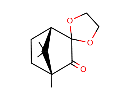 Molecular Structure of 23963-14-6 (Spiro[bicyclo[2.2.1]heptane-2,2'-[1,3]dioxolan]-3-one, 4,7,7-trimethyl-,
(1S)-)