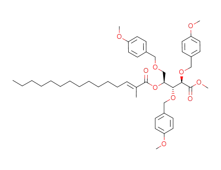 (E)-2-Methyl-pentadec-2-enoic acid (1S,2R,3R)-2,3-bis-(4-methoxy-benzyloxy)-1-(4-methoxy-benzyloxymethyl)-3-methoxycarbonyl-propyl ester