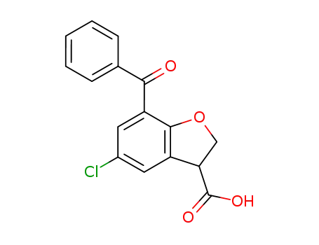 Molecular Structure of 93669-83-1 (3-Benzofurancarboxylic acid, 7-benzoyl-5-chloro-2,3-dihydro-)