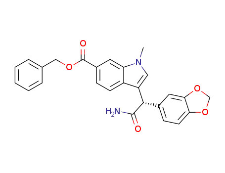 Molecular Structure of 223438-59-3 (benzyl 3-[(1S)-2-amino-1-(1,3-benzodioxol-5-yl)-2-oxoethyl]-1-methyl-1H-indole-6-carboxylate)