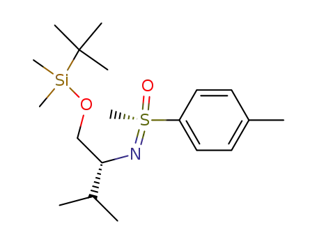 (+)-(S<sub>S</sub>)-N(1R)-N-[1-((tert-butyldimethylsilyl)oxy)-methyl-2-methylpropyl]-S-methyl-S-(4-methylphenyl)sulfoximide