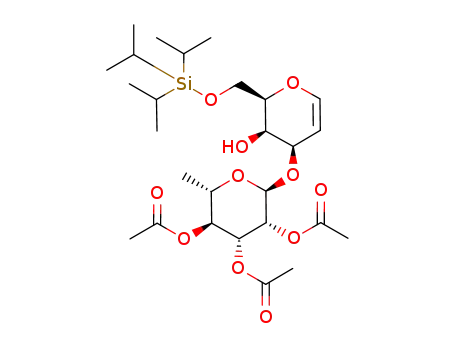 Acetic acid (2S,3R,4R,5S,6S)-4,5-diacetoxy-2-((2R,3R,4R)-3-hydroxy-2-triisopropylsilanyloxymethyl-3,4-dihydro-2H-pyran-4-yloxy)-6-methyl-tetrahydro-pyran-3-yl ester
