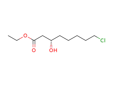 Molecular Structure of 213599-40-7 (Octanoic acid, 8-chloro-3-hydroxy-, ethyl ester, (3S)-)