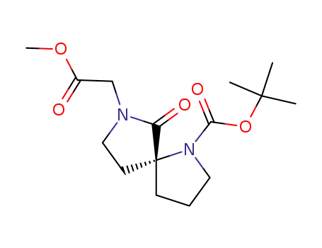 Molecular Structure of 886449-71-4 (tert-butyl 7-(2-methoxy-2-oxo-ethyl)-6-oxo-1,7-diazaspiro[4.4]nonane-1-carboxylate)