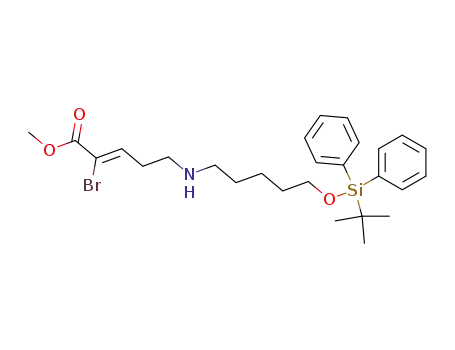 2-bromo-5-[5-(<i>tert</i>-butyl-diphenyl-silanyloxy)-pentylamino]-pent-2-enoic acid methyl ester