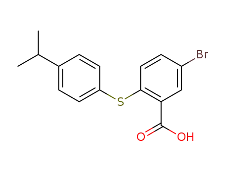 Molecular Structure of 91527-96-7 (Benzoic acid, 5-bromo-2-[[4-(1-methylethyl)phenyl]thio]-)